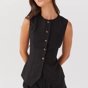 Peppermayo Born For Bordeaux Linen Vest - Black